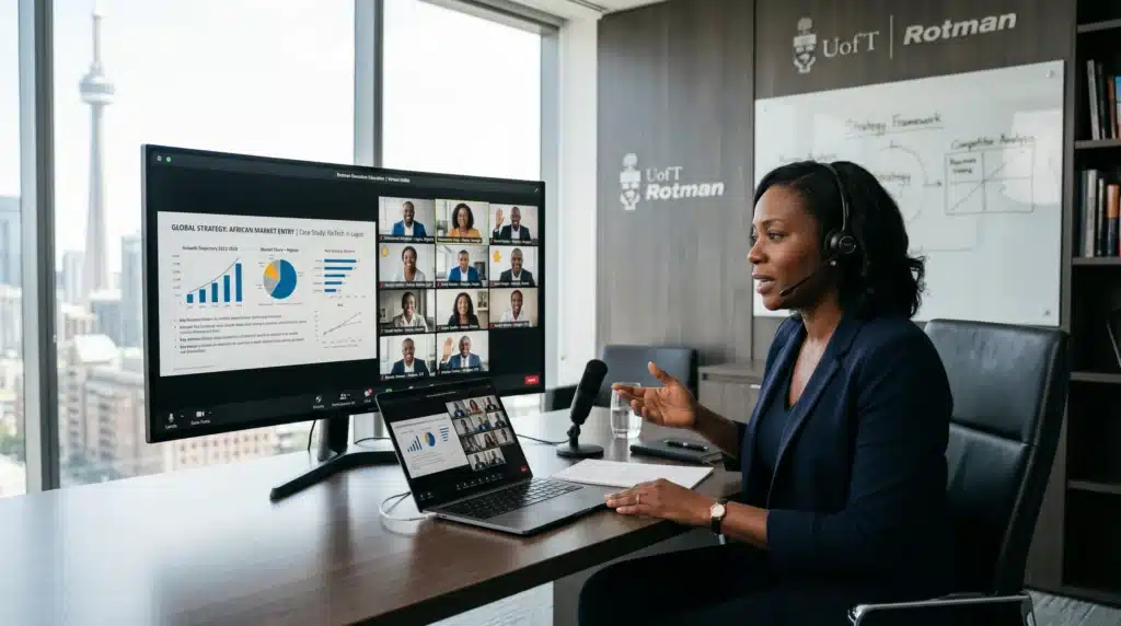 Classe virtuelle d’Executive MBA avec professionnels africains en formation marketing digital data IA