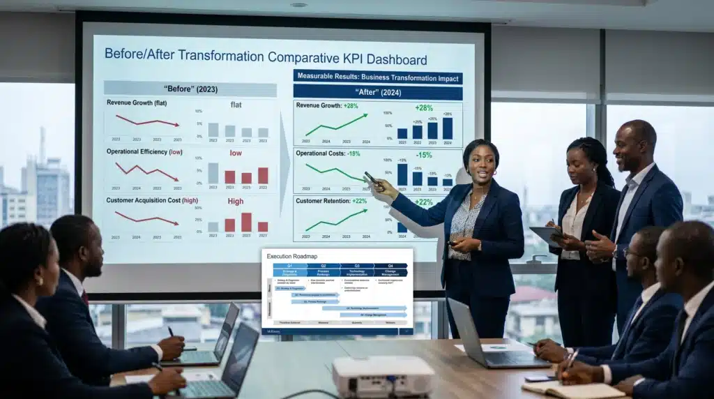 Présentation de projet capstone avec dashboard KPI et transformation digitale mesurable